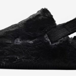 Nike Black Fuzzy Slippers